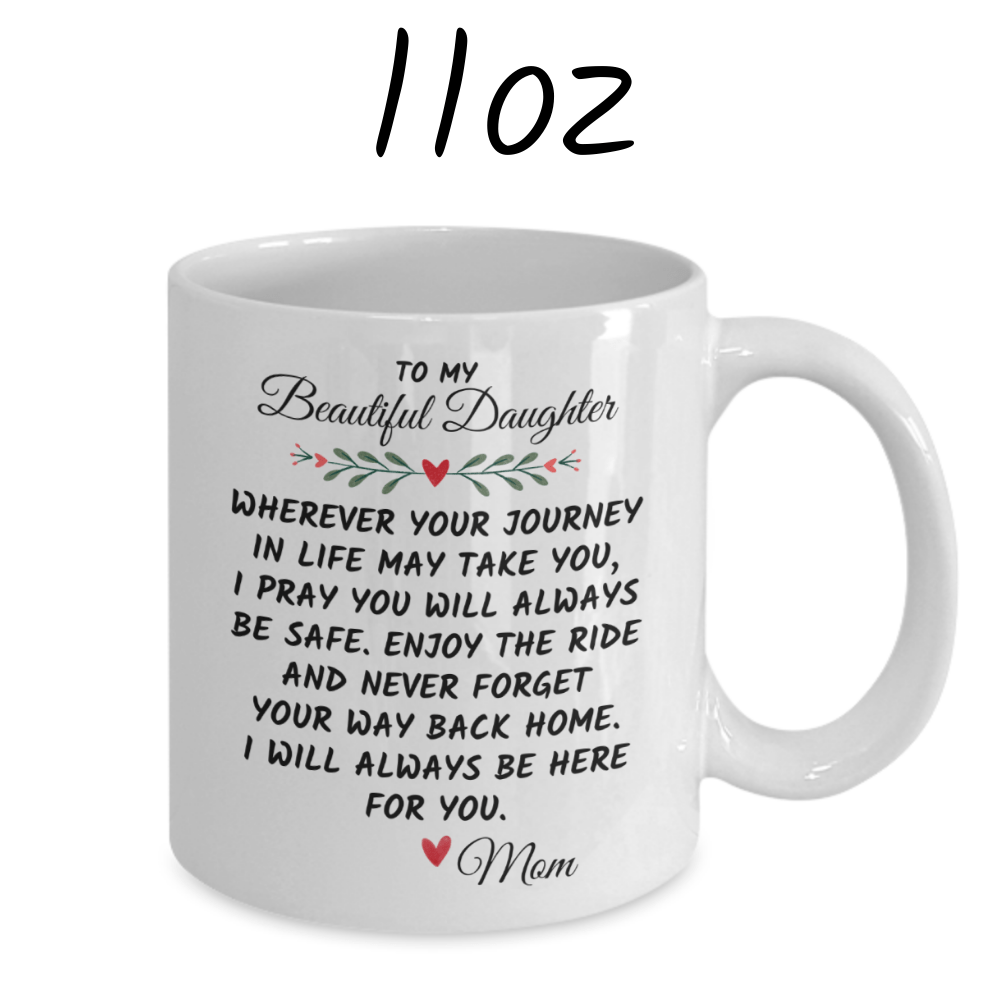 Daughter Gift From Mom, Coffee Mug: Wherever Your Journey In Life May Take You...