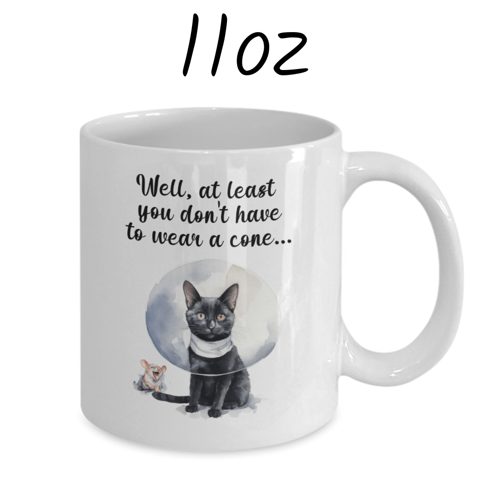 Get Well, Coffee Mug - Cat & Mouse: Well, at least you don't have to wear a cone