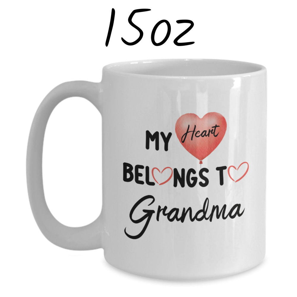Grandma Gift, Personalized Photo Coffee Mug: My Heart Belongs To Grandma