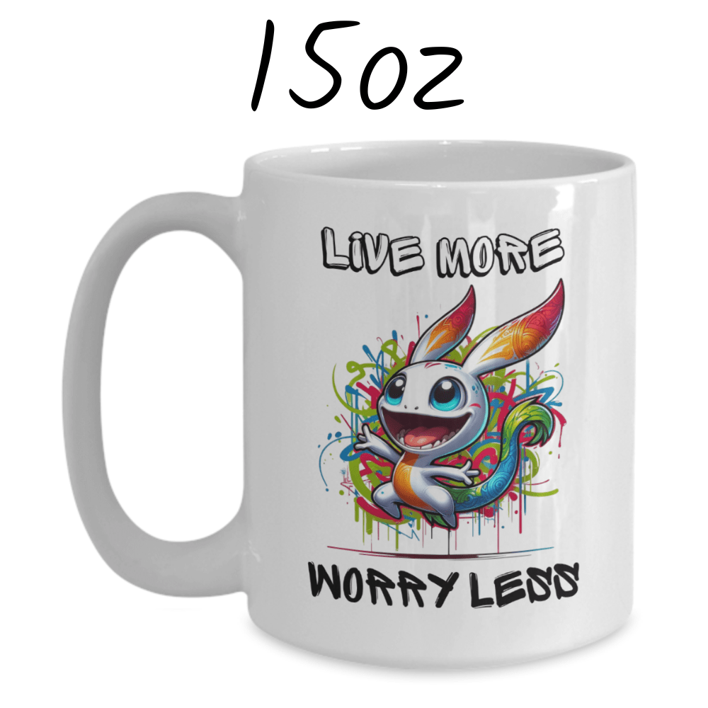Motivational Gift, Coffee Mug: Live More Worry Less...
