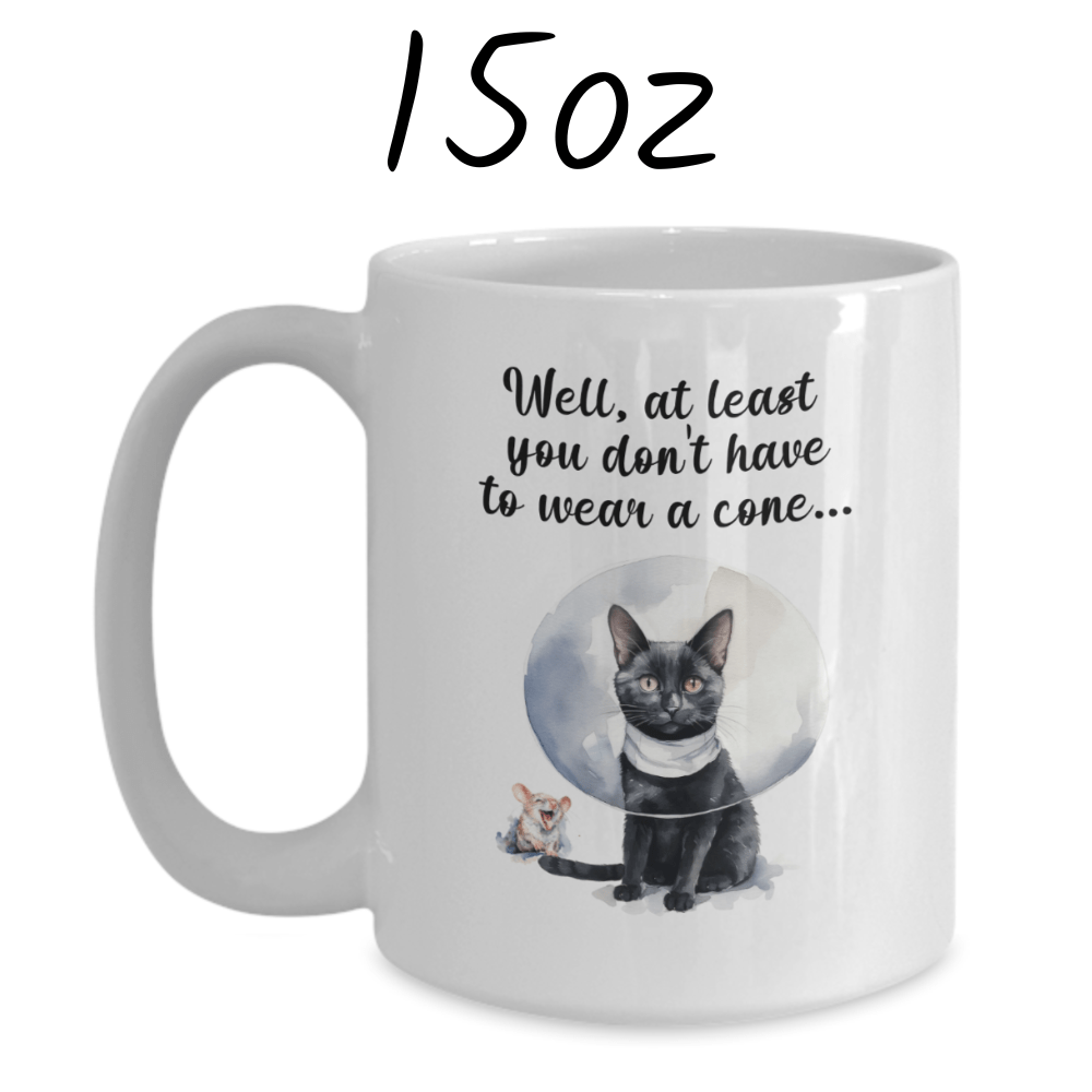Get Well, Coffee Mug - Cat & Mouse: Well, at least you don't have to wear a cone