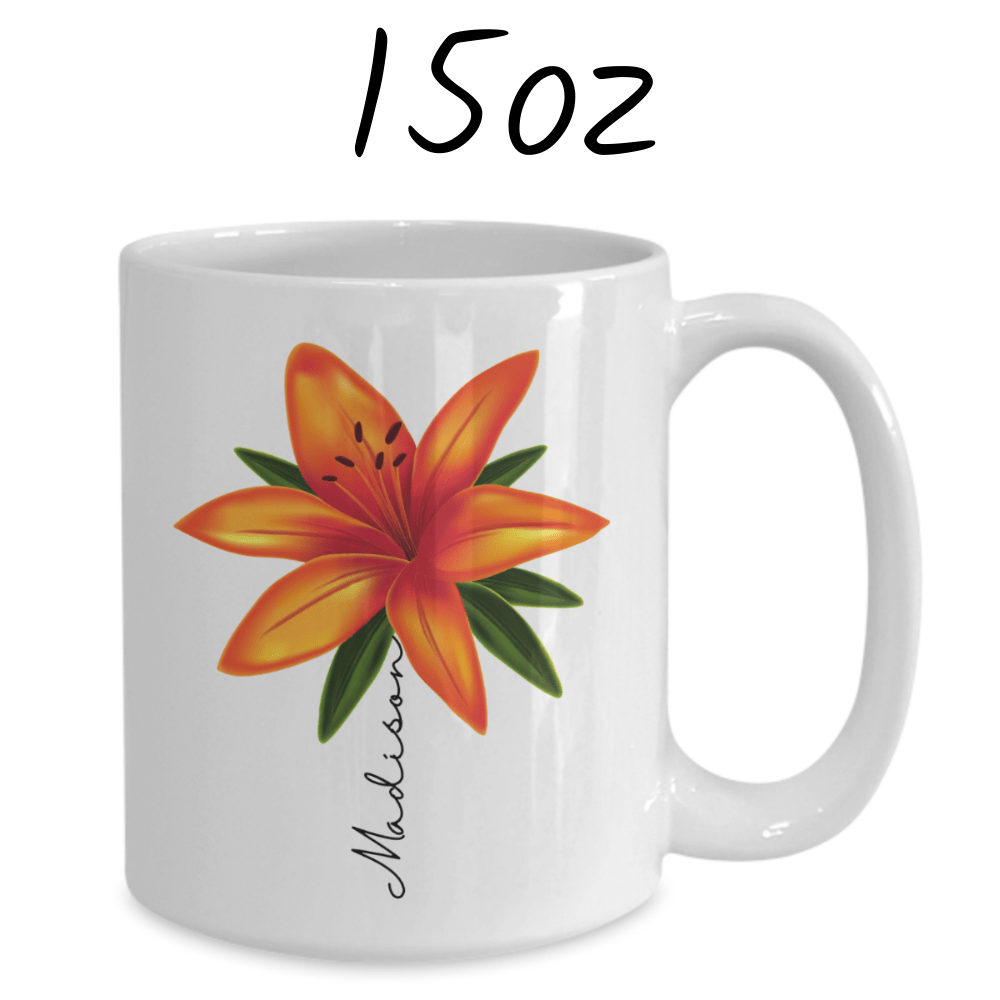 Flower Mug, Personalized Name Lily Mug