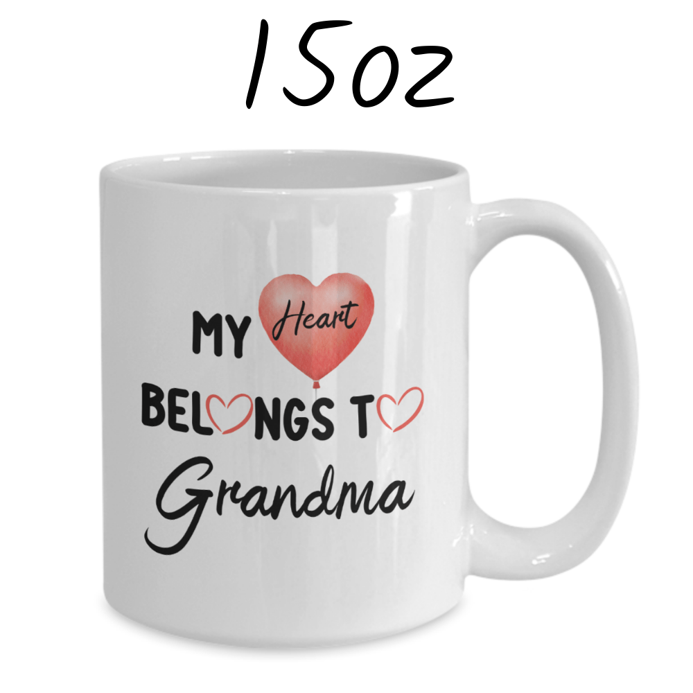 Grandma Gift, Personalized Photo Coffee Mug: My Heart Belongs To Grandma