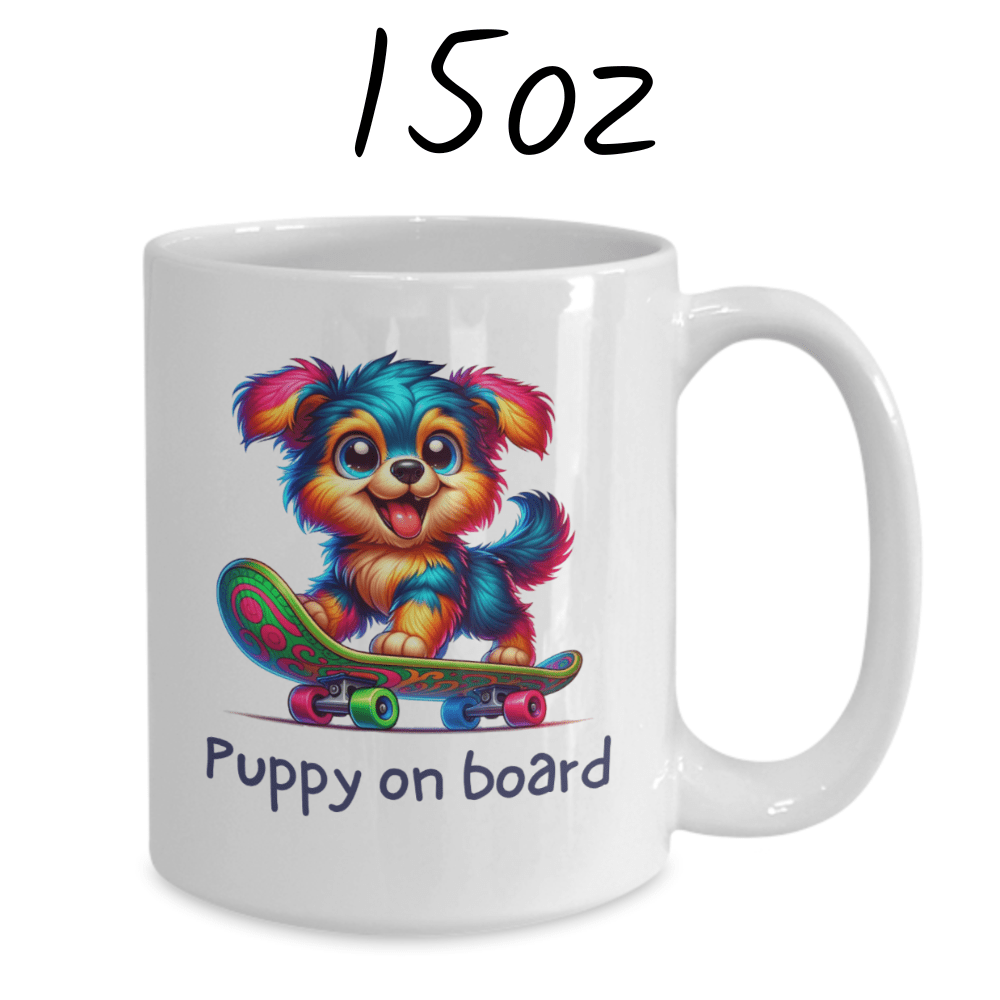 Dog, Skateboard Lover Coffee Mug: Puppy On Board