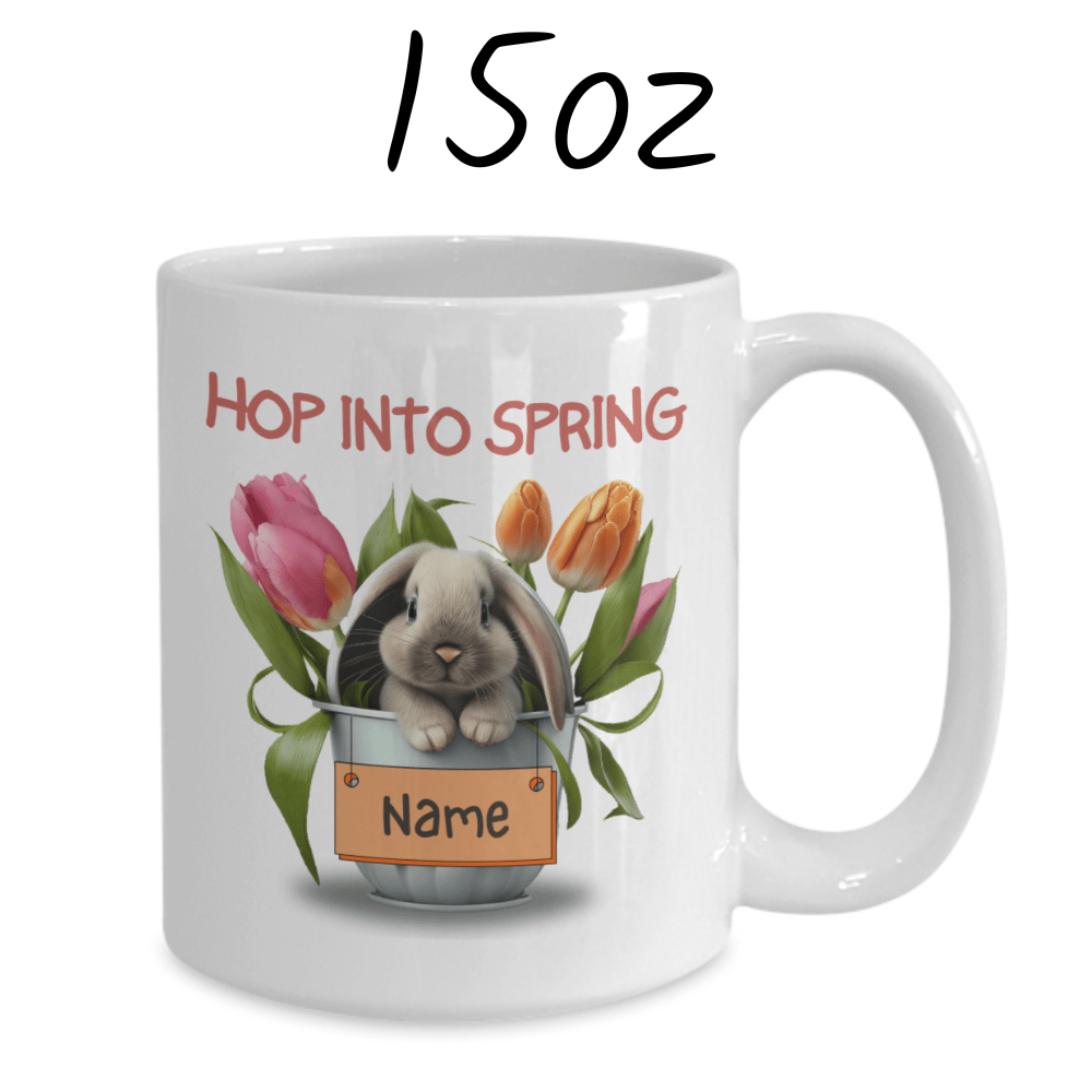 Easter/Spring/Bunny Gift, Custom Easter Name Mug: HOP INTO SPRING