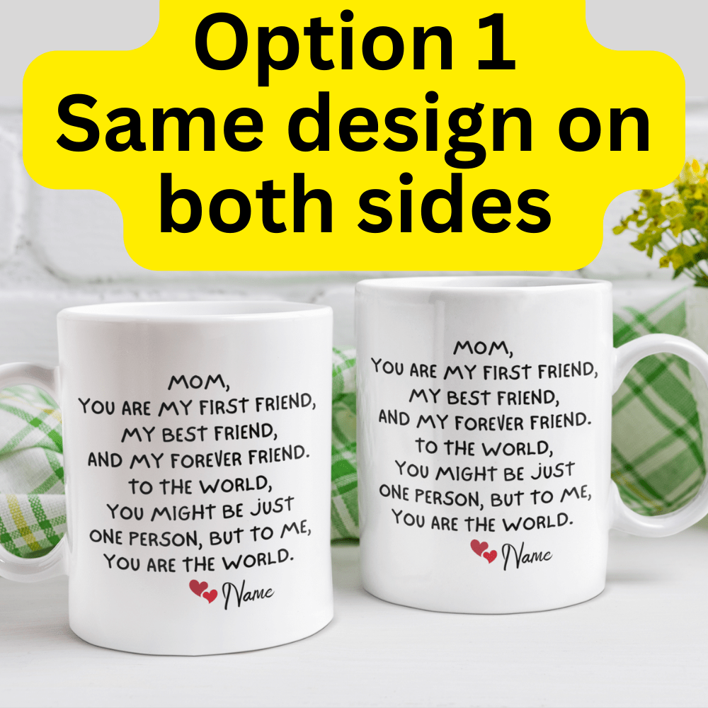 Mom Gift, Custom Name Coffee Mug: Mom, You Are My First Friend...