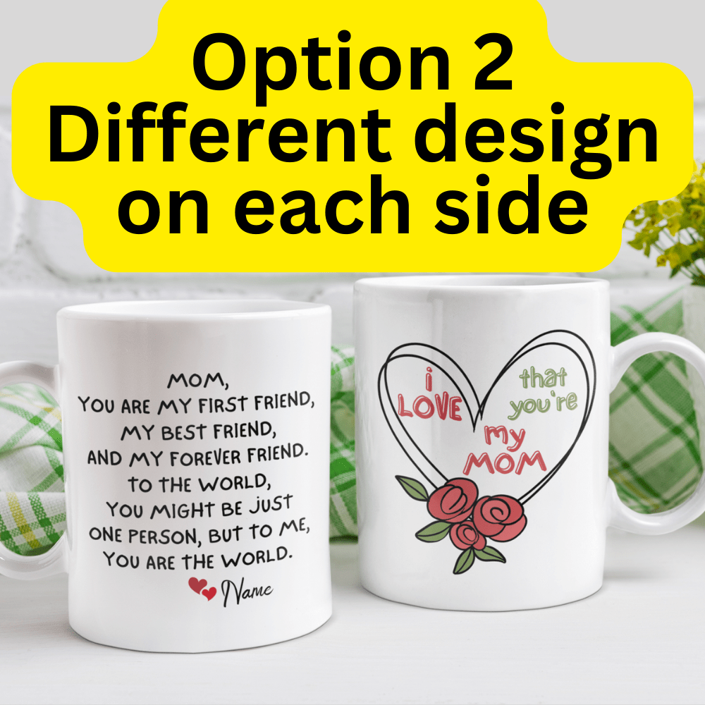 Mom Gift, Custom Name Coffee Mug: Mom, You Are My First Friend...