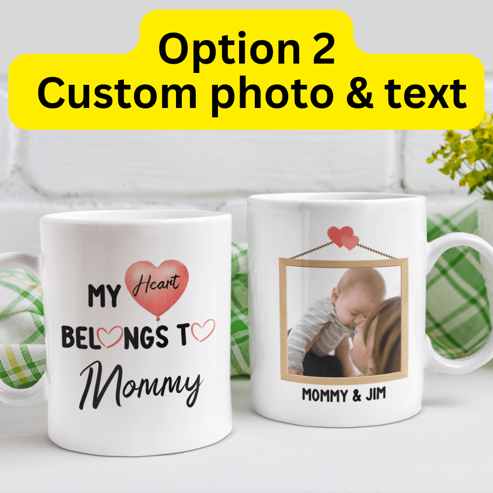 Mom Gift, Coffee Mug With A Custom Photo: My Heart Belongs To Mommy
