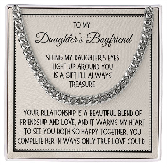 Daughter's Boyfriend Gift, Link Chain Necklace: Seeing My Daughter's Eyes Light Up