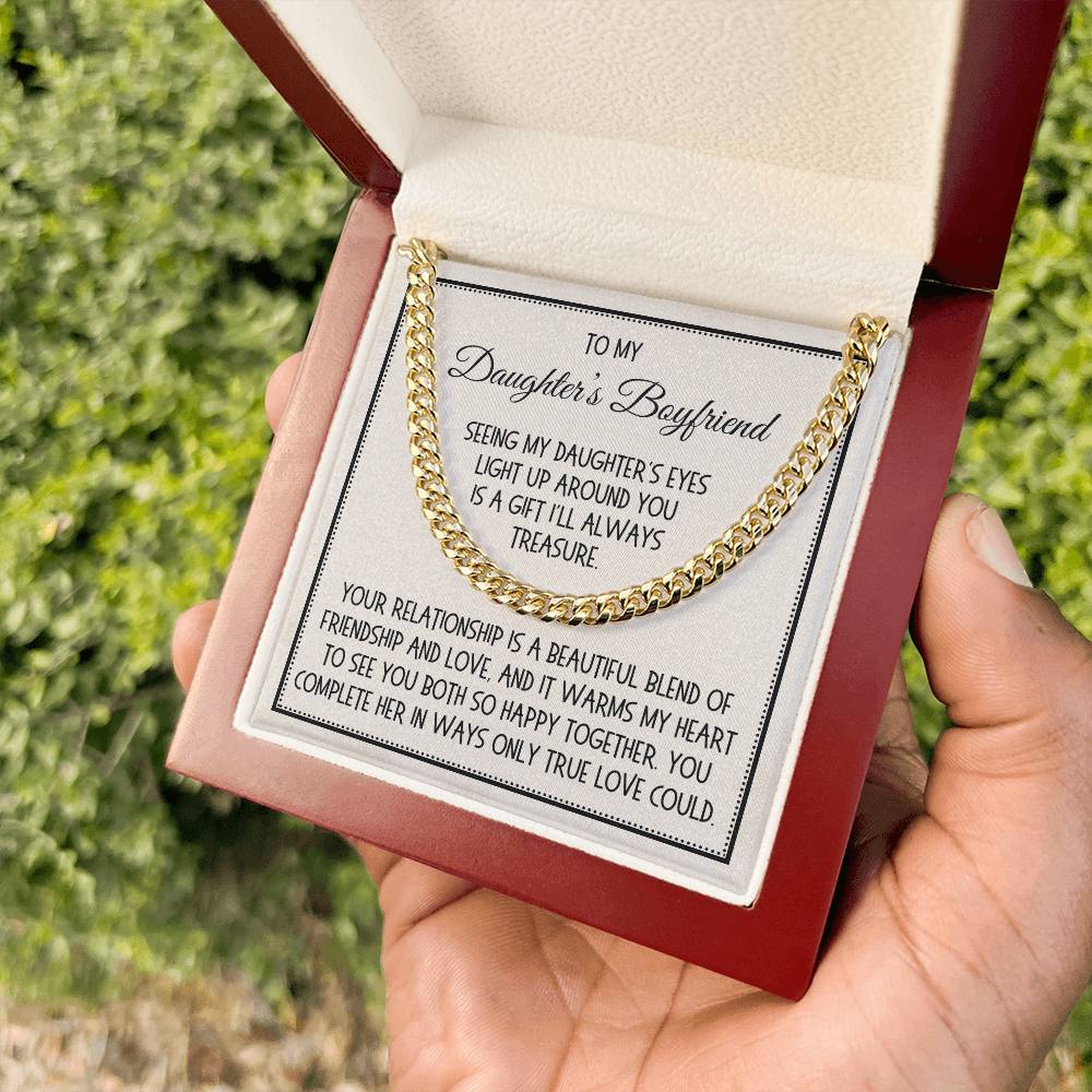 Daughter's Boyfriend Gift, Link Chain Necklace: Seeing My Daughter's Eyes Light Up