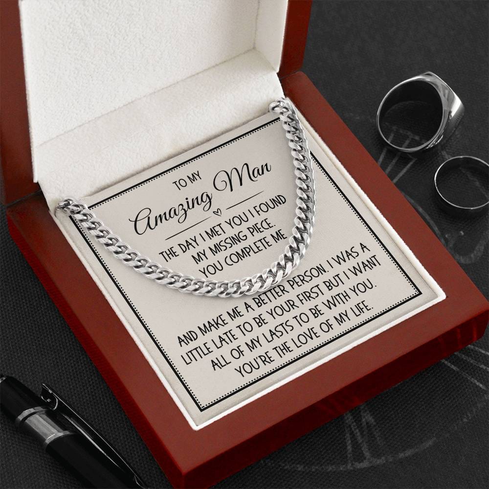 Gift for Him, Link Chain Necklace: The Day I Met You...