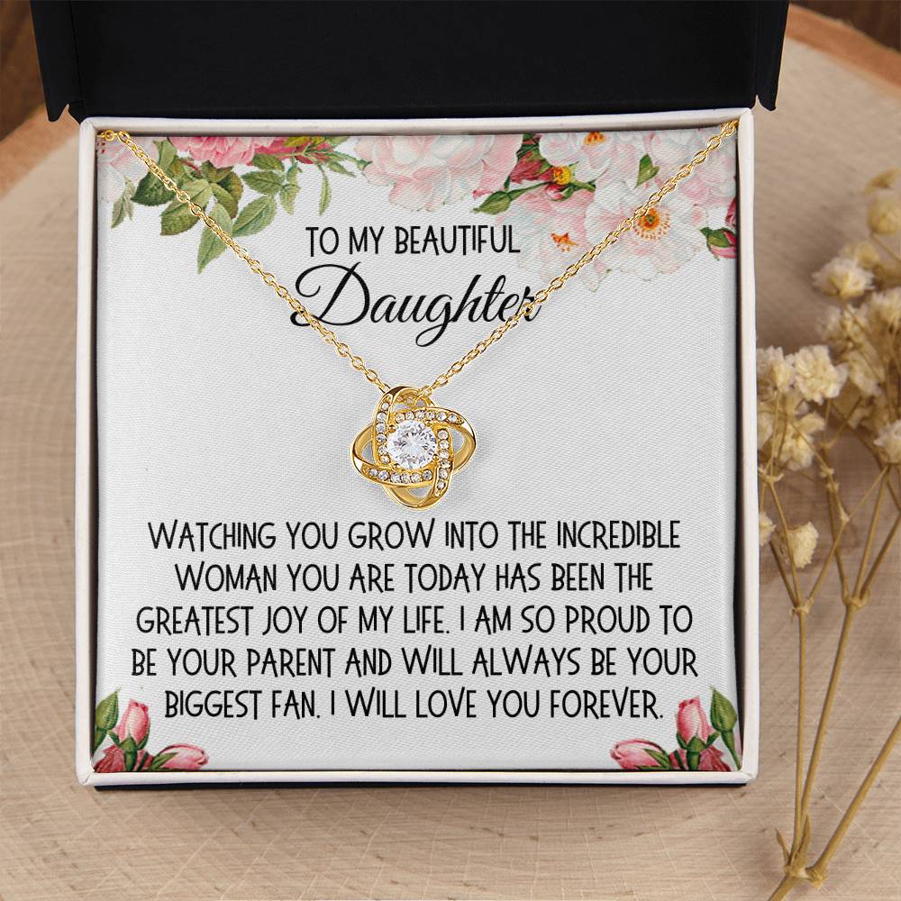 Daughter Gift, Love Knot Necklace: Watching You Grow