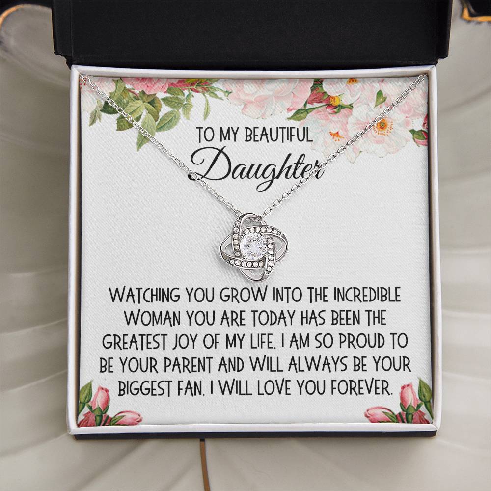 Daughter Gift, Love Knot Necklace: Watching You Grow
