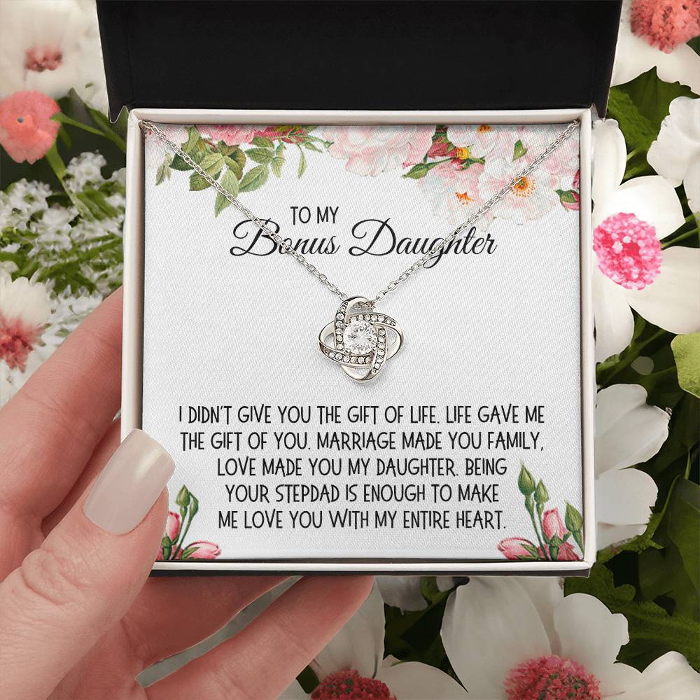 Bonus Daughter Gift from Stepdad, Love Knot Necklace: I Love You With My Entire Heart