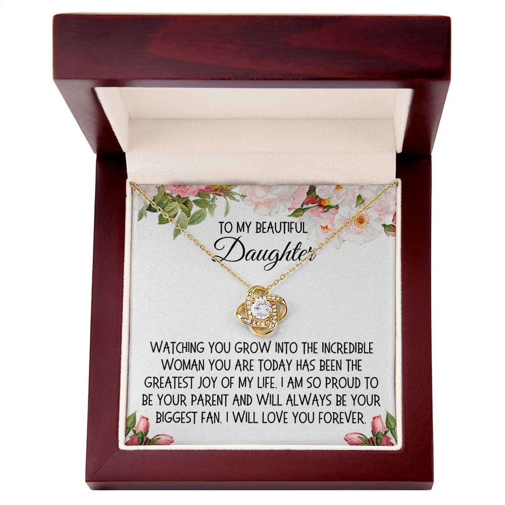 Daughter Gift, Love Knot Necklace: Watching You Grow