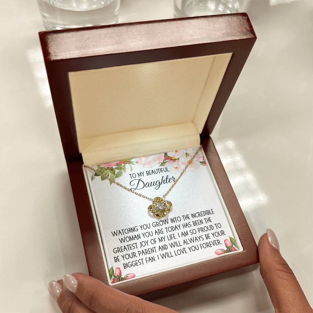 Daughter Gift, Love Knot Necklace: Watching You Grow
