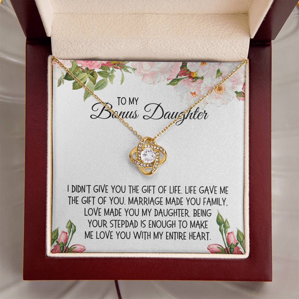 Bonus Daughter Gift from Stepdad, Love Knot Necklace: I Love You With My Entire Heart