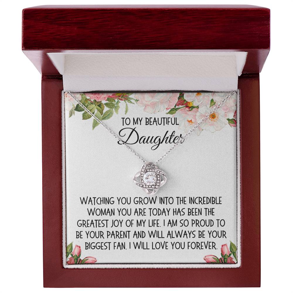 Daughter Gift, Love Knot Necklace: Watching You Grow