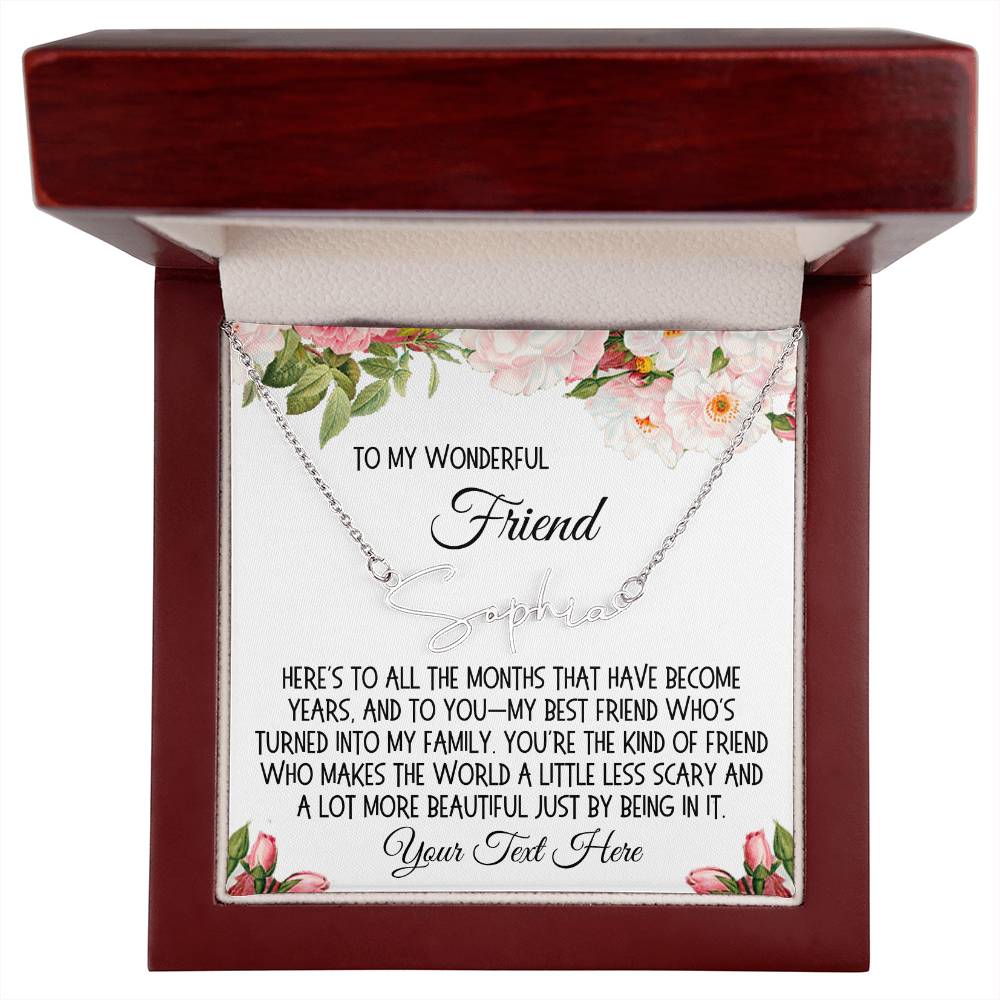 Friend Gift, Signature Name Necklace: Here's To All The Months