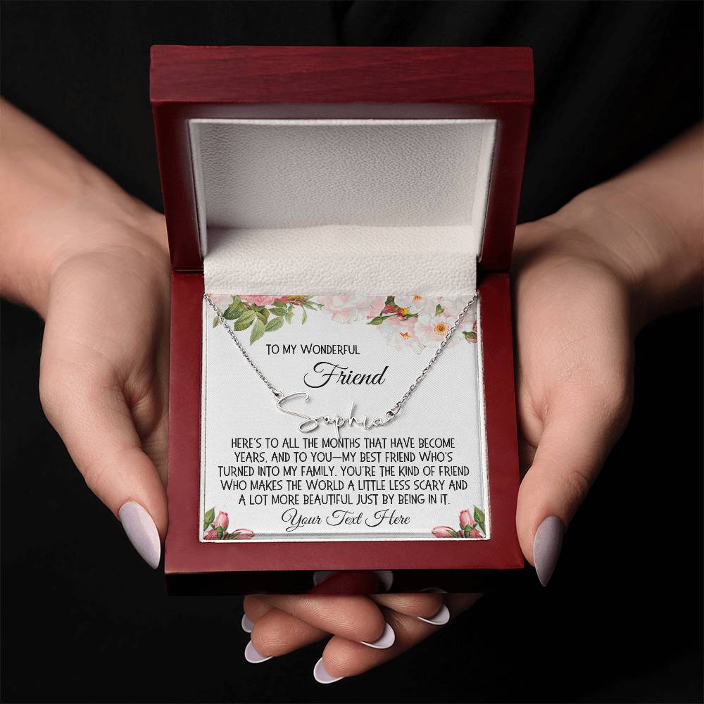 Friend Gift, Signature Name Necklace: Here's To All The Months