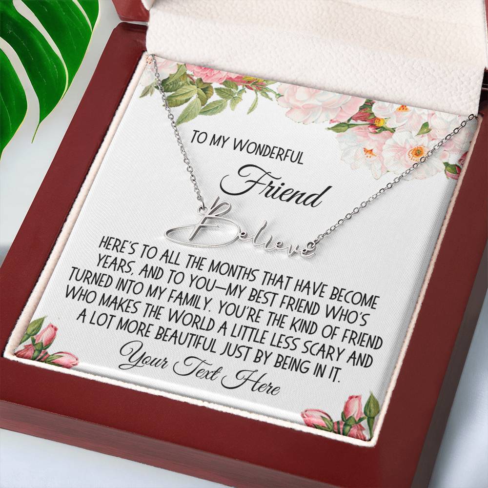Friend Gift, Signature Name Necklace: Here's To All The Months
