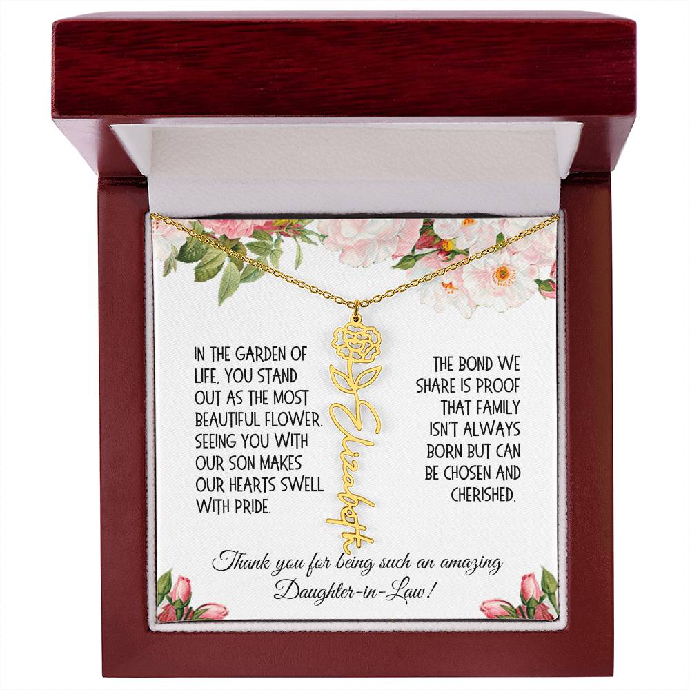 Daughter-in-Law Gift, Flower Name Necklace: The Most Beautiful Flower