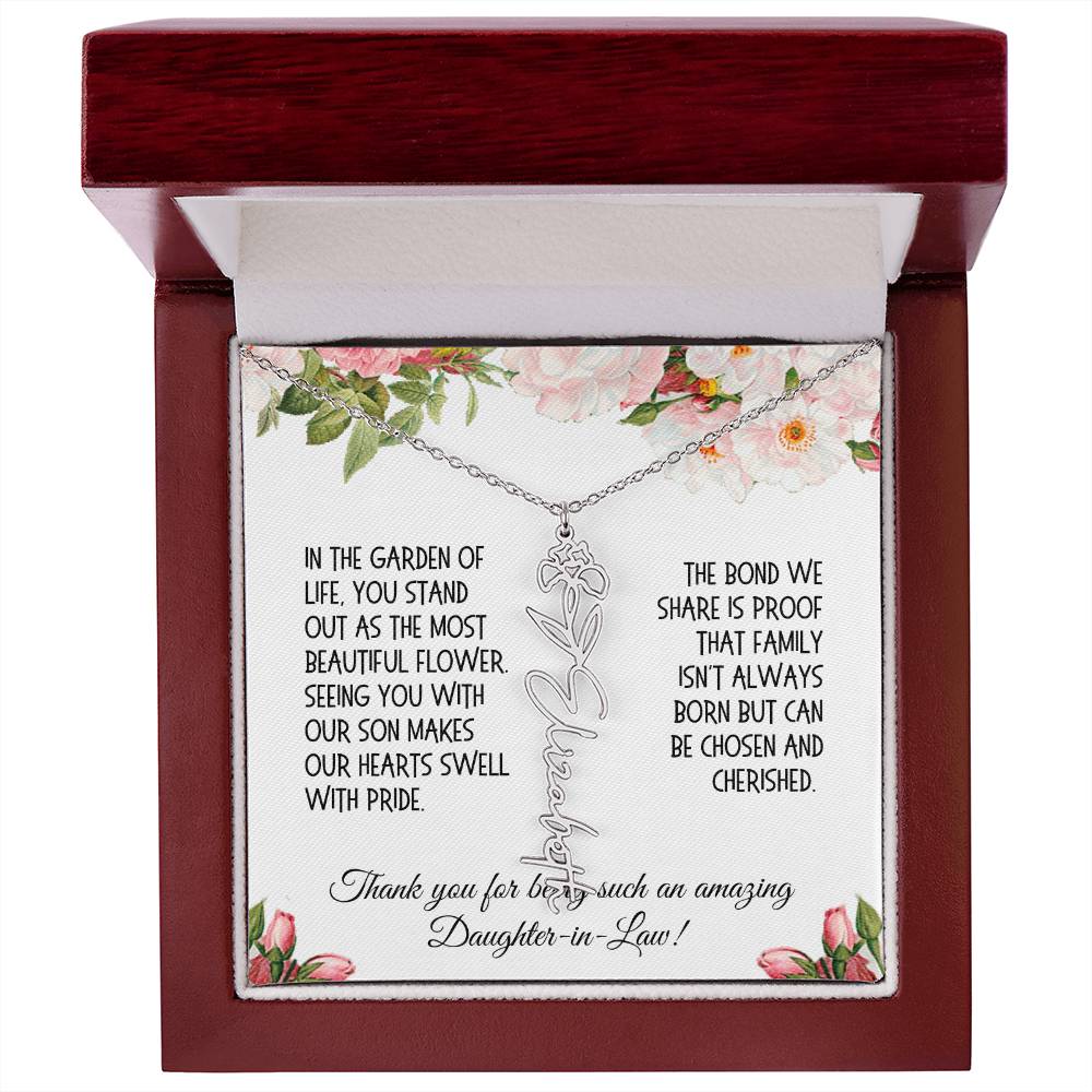 Daughter-in-Law Gift, Flower Name Necklace: The Most Beautiful Flower