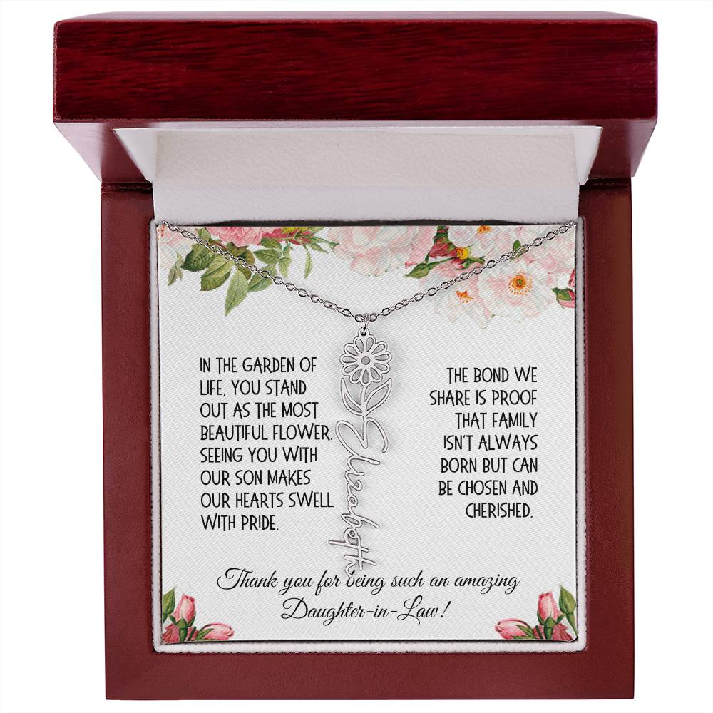 Daughter-in-Law Gift, Flower Name Necklace: The Most Beautiful Flower