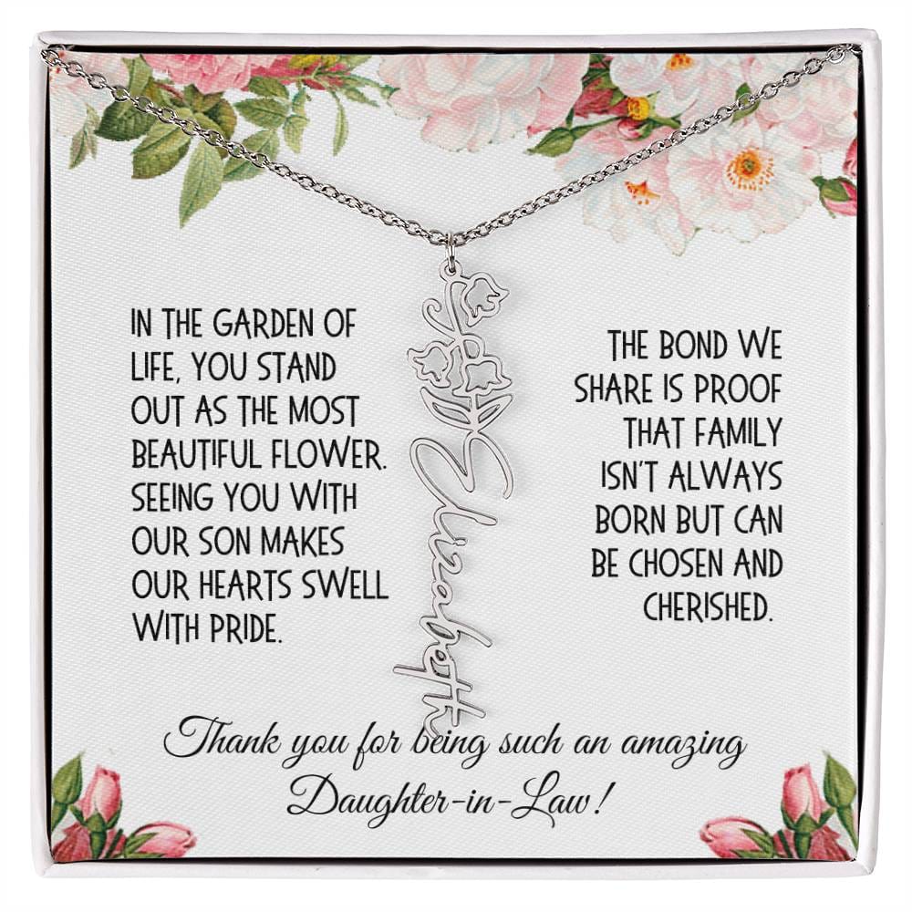 Daughter-in-Law Gift, Flower Name Necklace: The Most Beautiful Flower