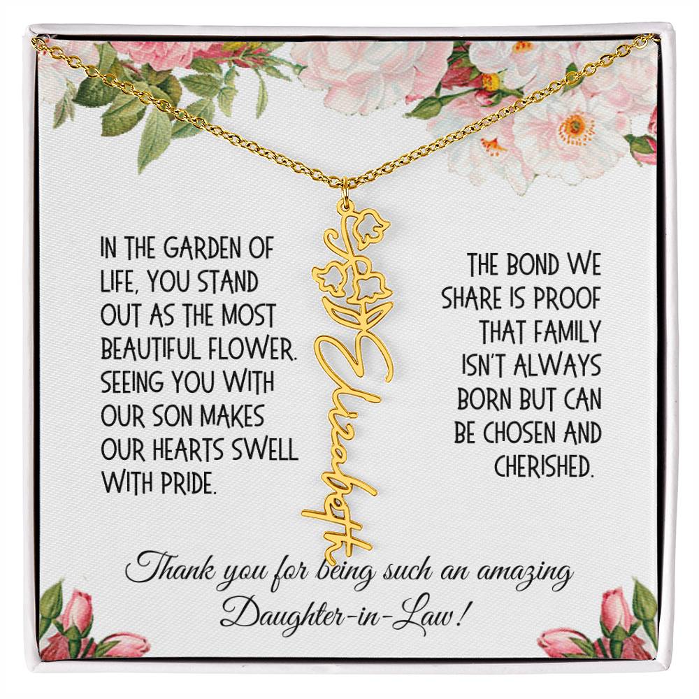 Daughter-in-Law Gift, Flower Name Necklace: The Most Beautiful Flower