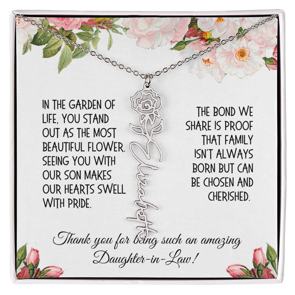 Daughter-in-Law Gift, Flower Name Necklace: The Most Beautiful Flower