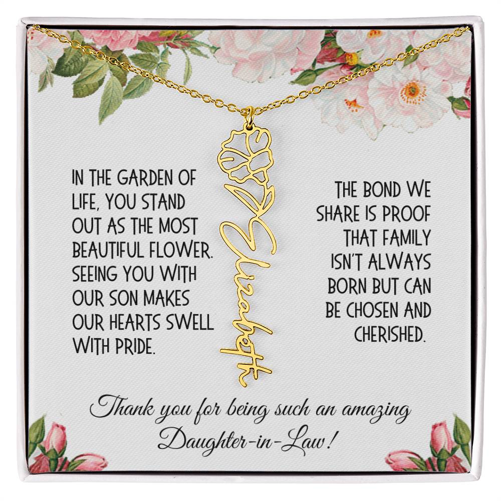 Daughter-in-Law Gift, Flower Name Necklace: The Most Beautiful Flower