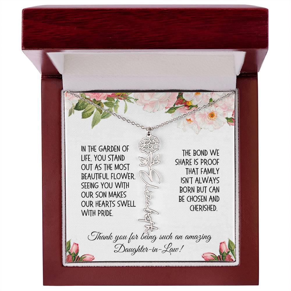 Daughter-in-Law Gift, Flower Name Necklace: The Most Beautiful Flower