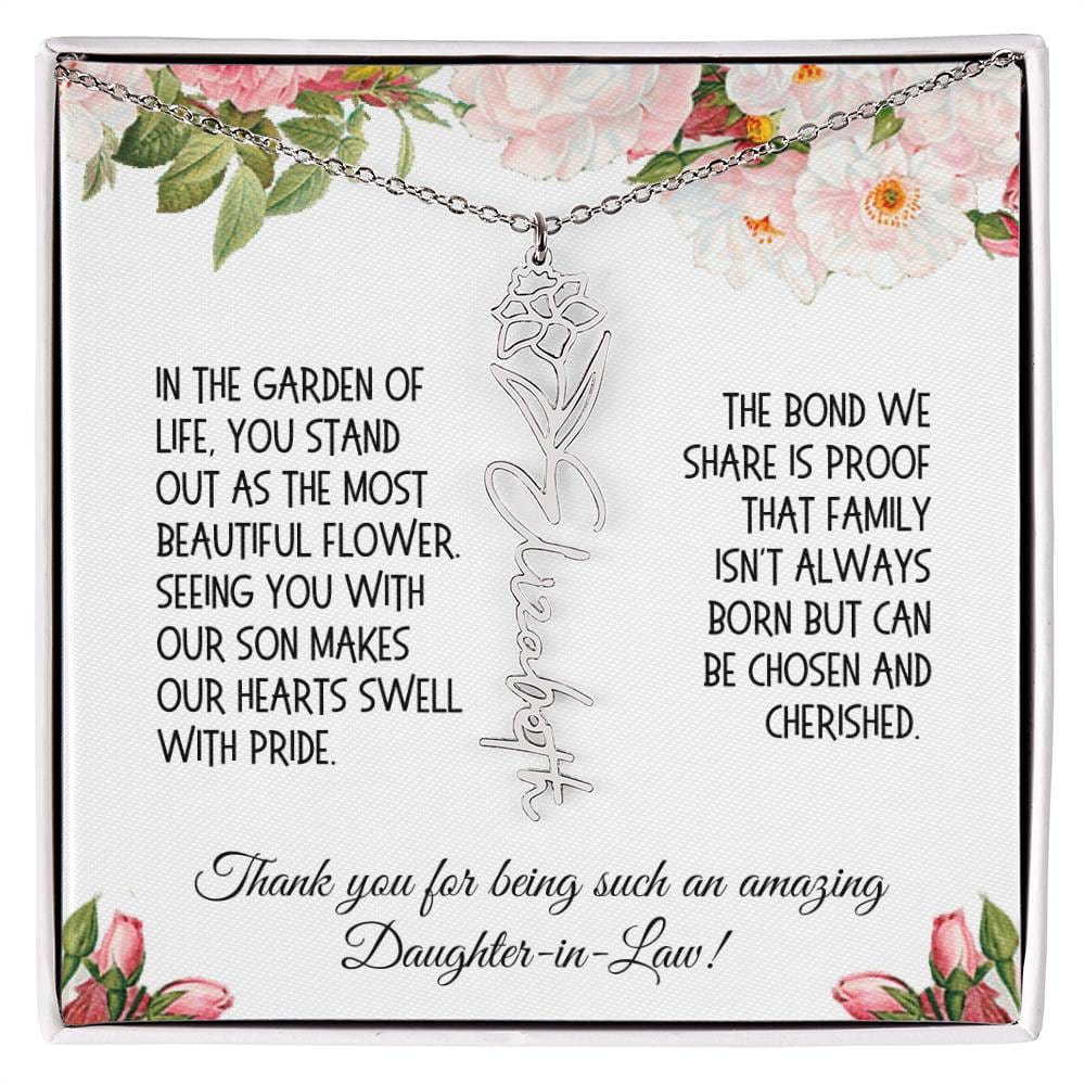 Daughter-in-Law Gift, Flower Name Necklace: The Most Beautiful Flower