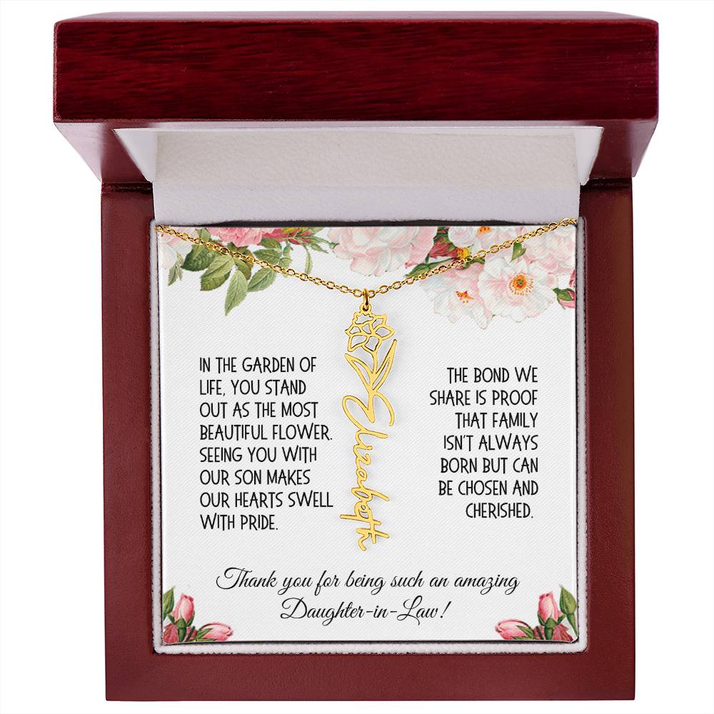 Daughter-in-Law Gift, Flower Name Necklace: The Most Beautiful Flower
