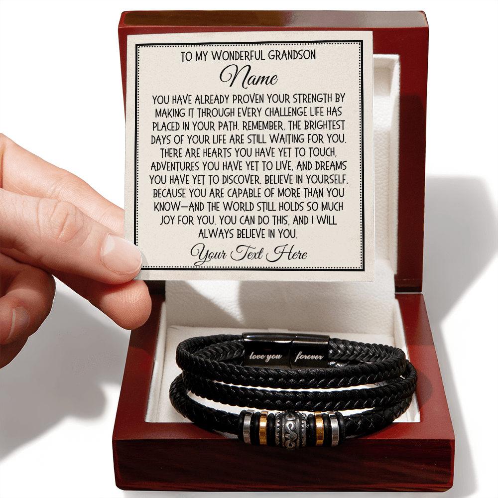 Love You Forever Bracelet for Grandson, Gift from Grandma Nana Grandpa, Sentimental Keepsake Gift for Him, Birthday Christmas Graduation