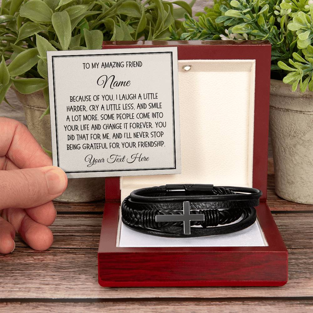 Friend Gift, Cross Bracelet: Because Of You