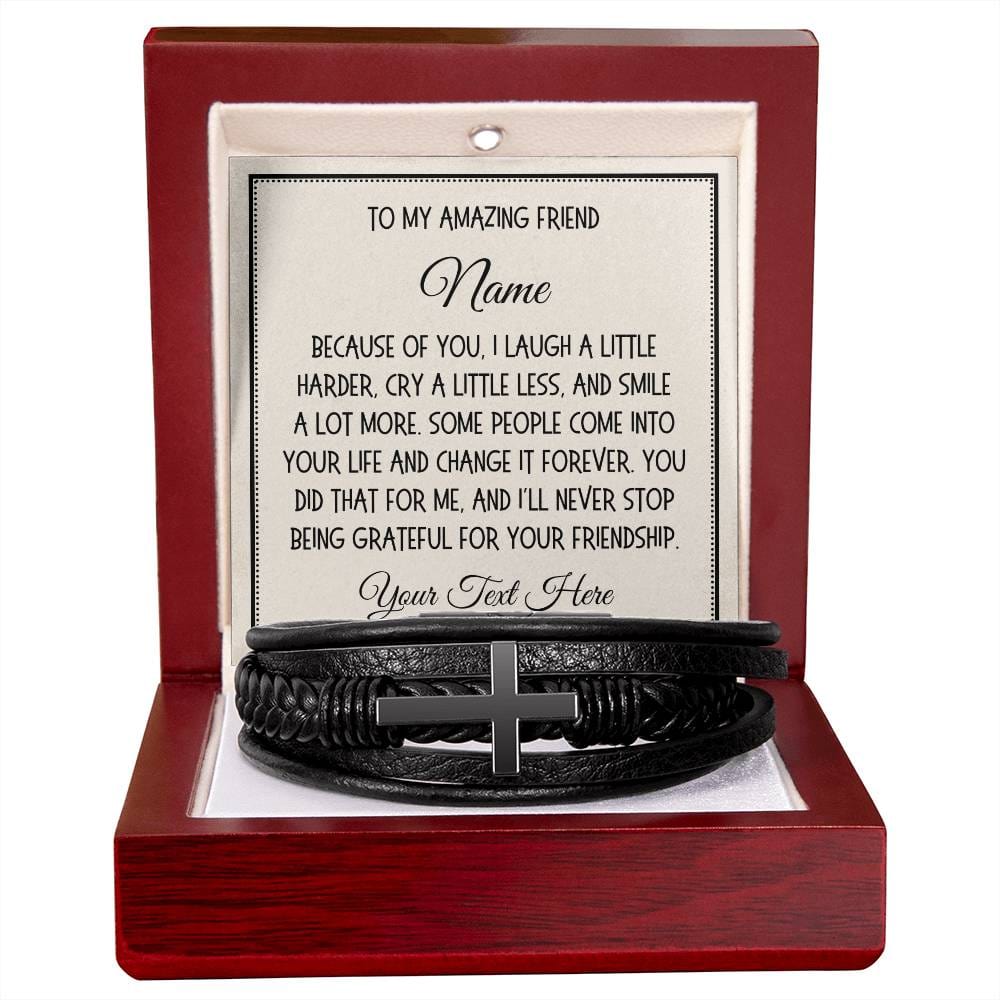 Friend Gift, Cross Bracelet: Because Of You