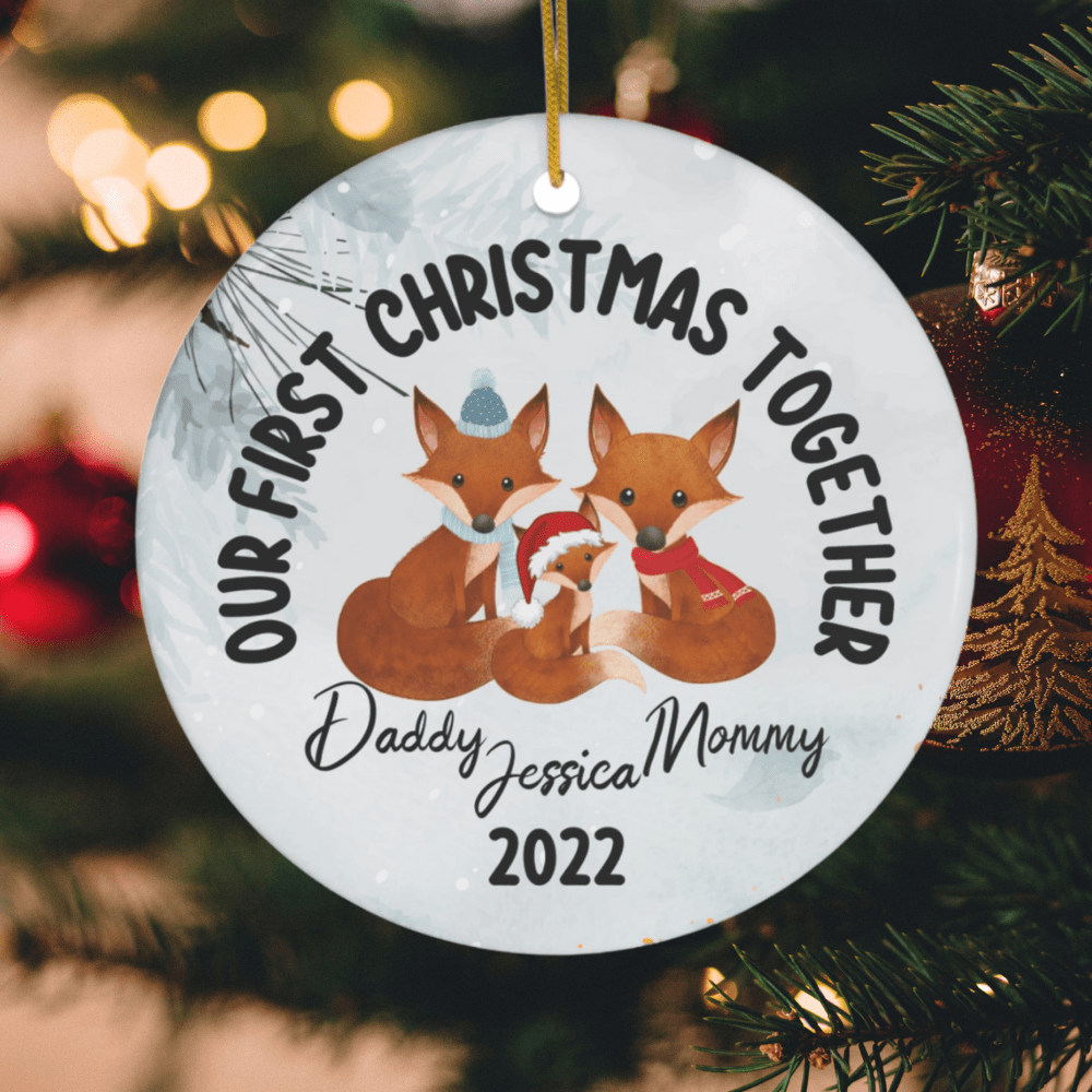 Fox Daddy's First Christmas Ornament Personalized Christmas