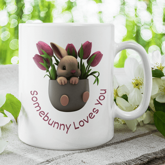 Bunny, Spring, Coffee Mug: Somebunny Loves You