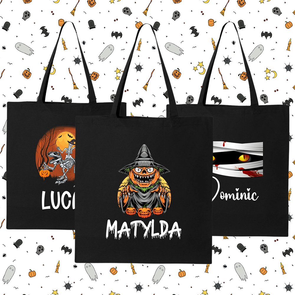 Customizable Halloween Tote Bag - Black