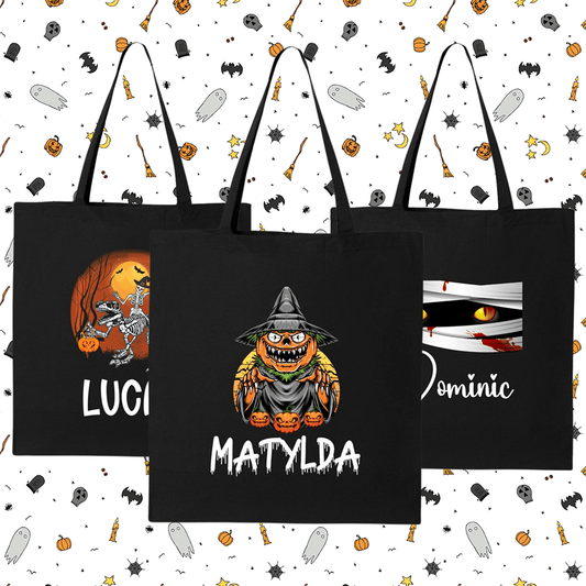Customizable Halloween Tote Bag - Black