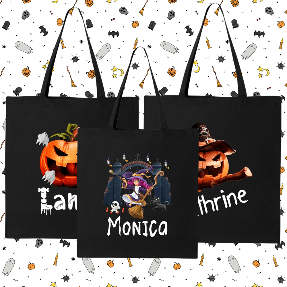 Customizable Halloween Tote Bag - Black