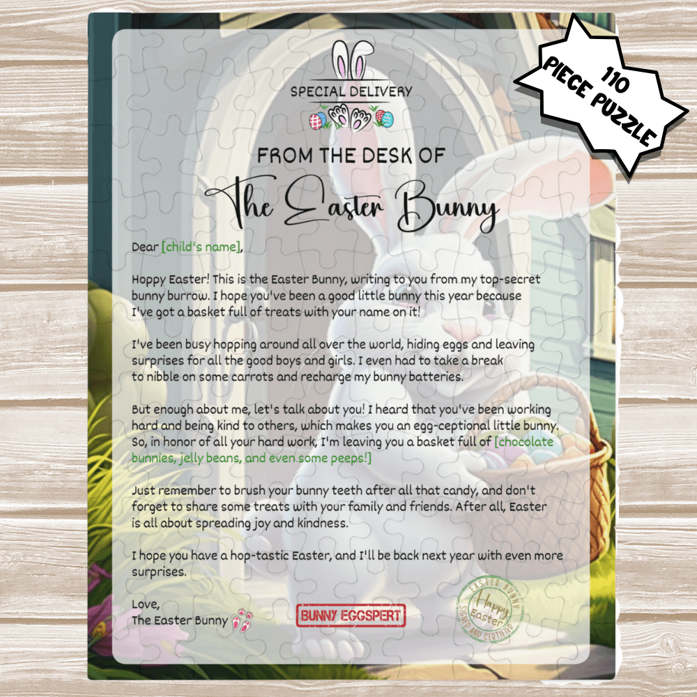 Easter Gift, Puzzle for Kids - 30/110 pieces, Personalized Letter from the Easter Bunny 001