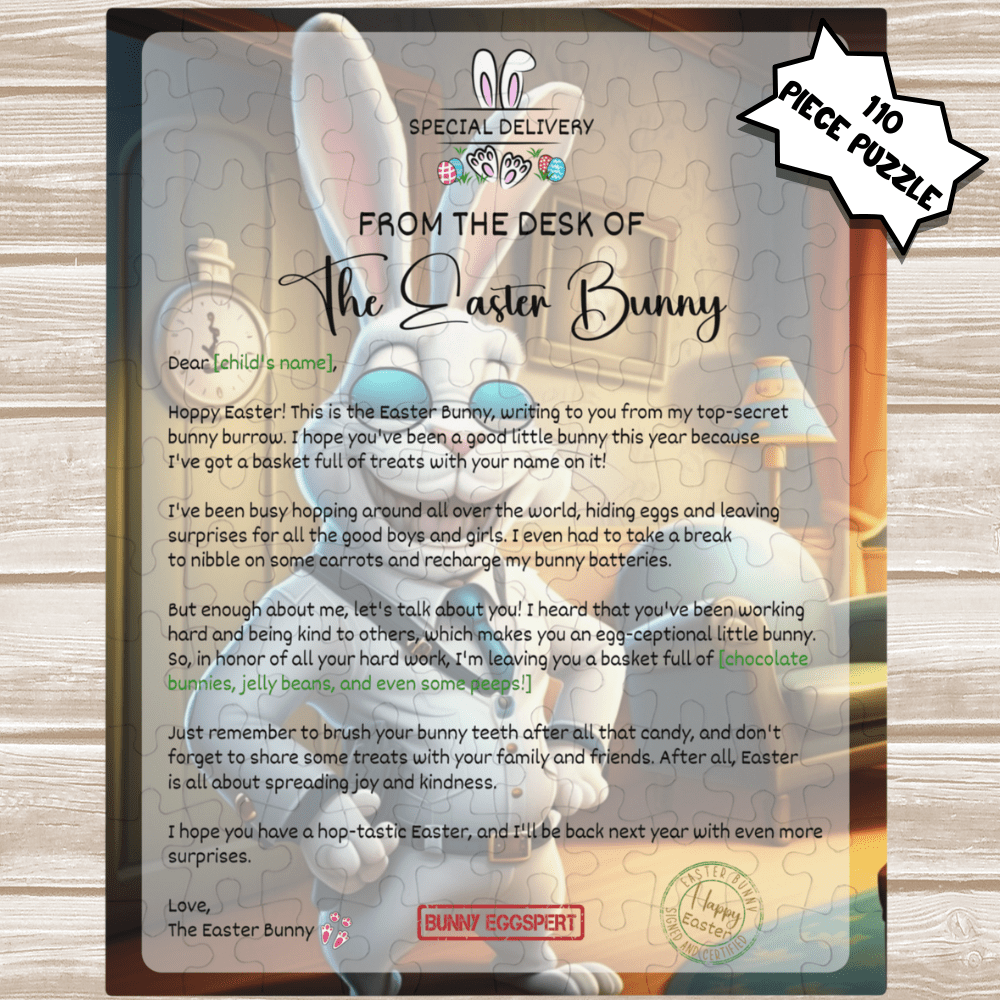Easter Gift, Puzzle for Kids - 30, 110 pieces, Personalized Letter from the Easter Bunny 003