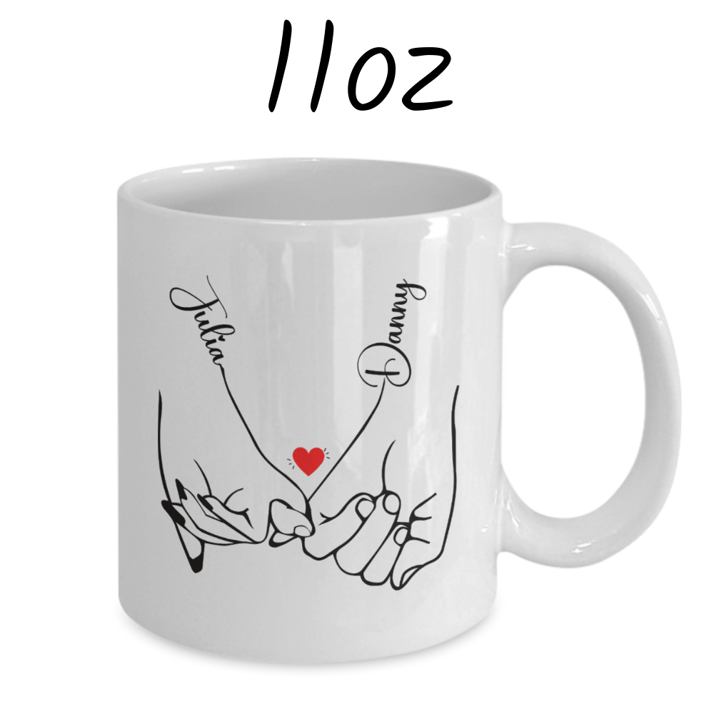 Couple Gift, Coffee Mug With Custom Names: Pinky Swear