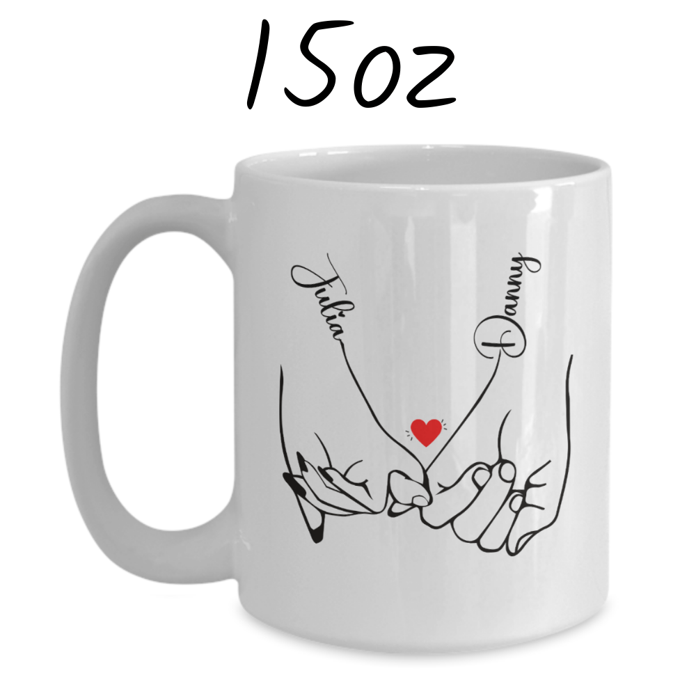 Couple Gift, Coffee Mug With Custom Names: Pinky Swear