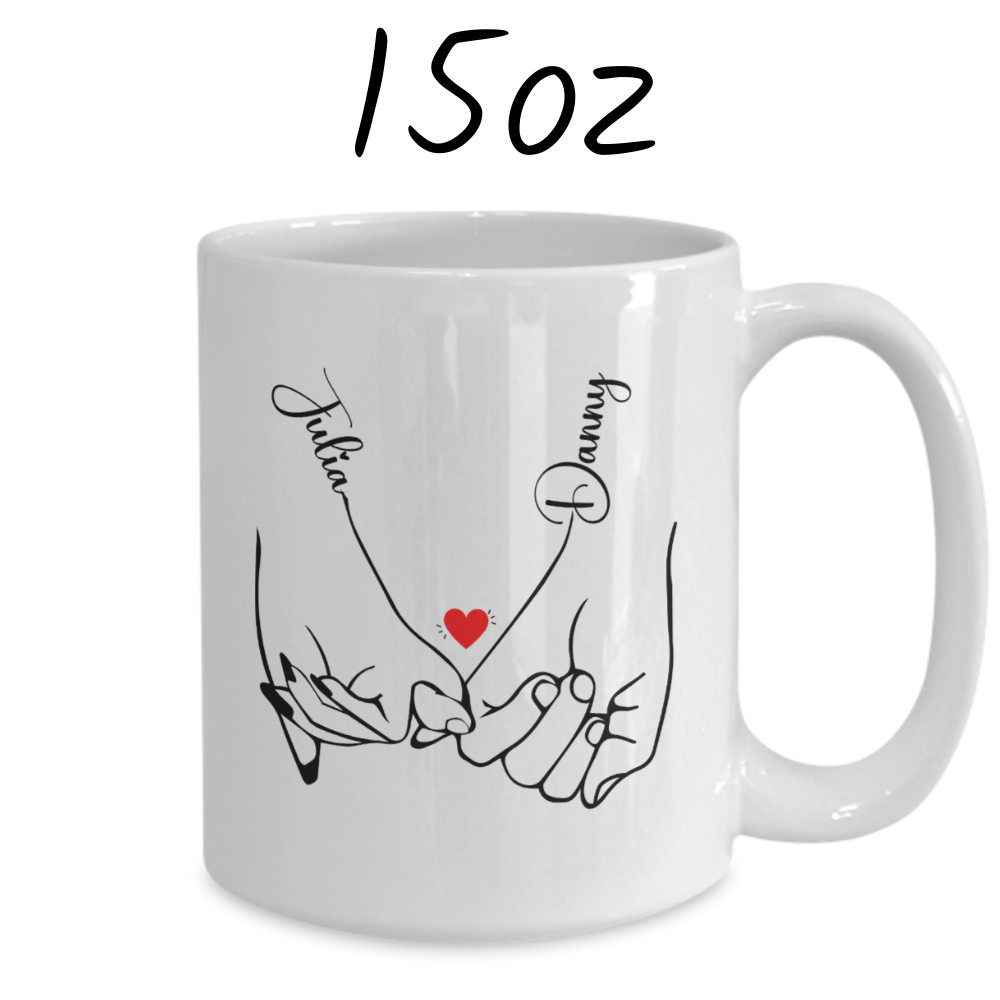 Couple Gift, Coffee Mug With Custom Names: Pinky Swear