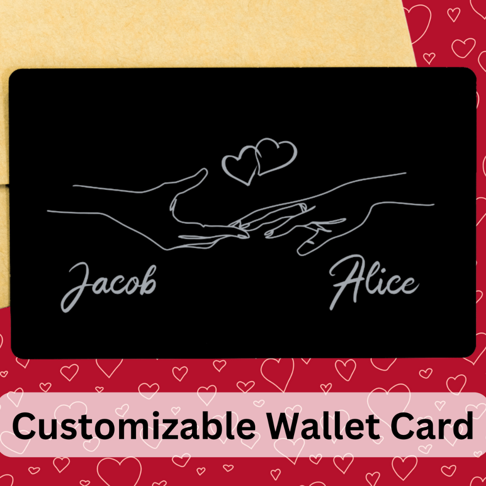 Personalized Engraved Wallet Card: Holding Hands