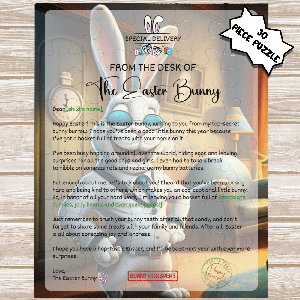 Easter Gift, Puzzle for Kids - 30, 110 pieces, Personalized Letter from the Easter Bunny 003